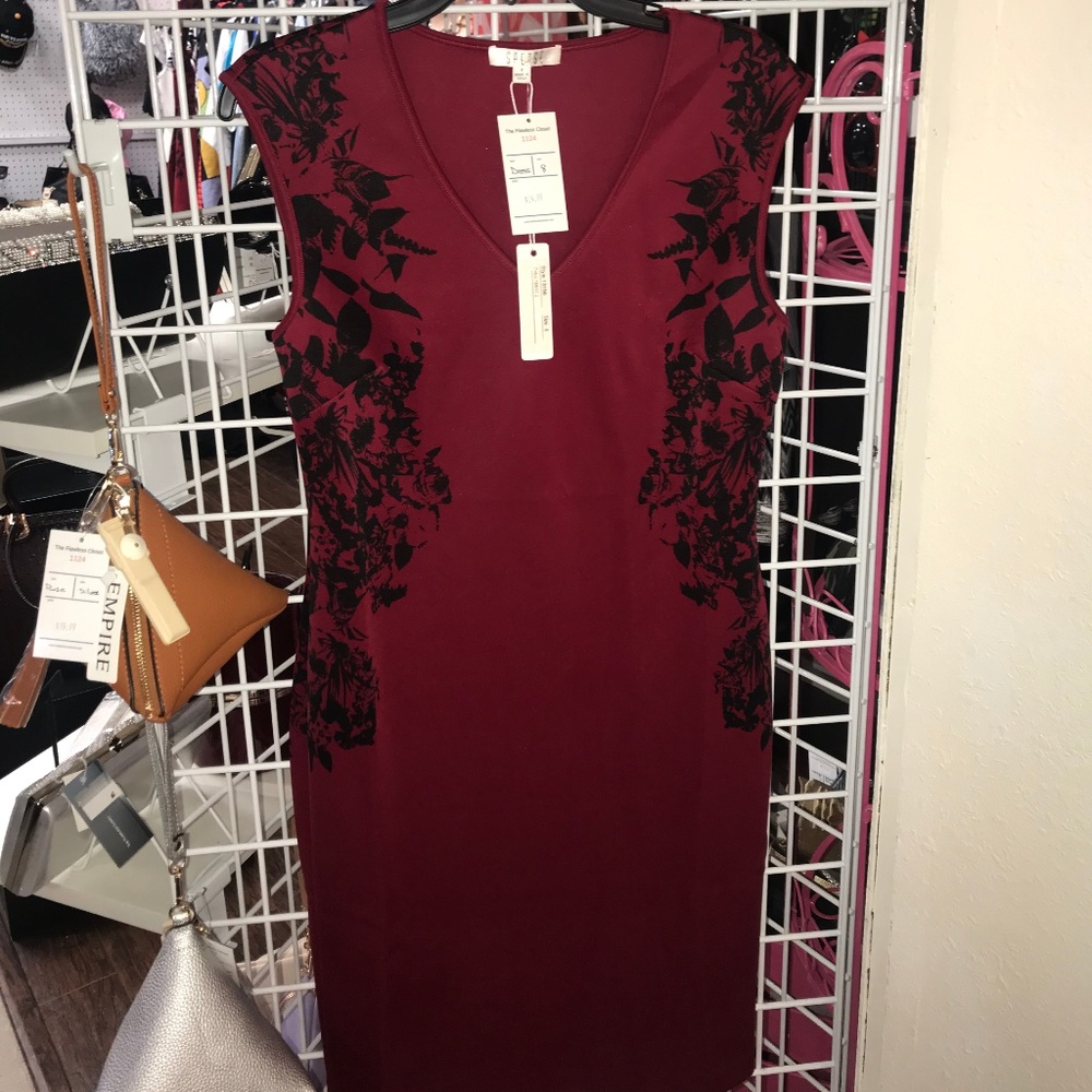 Red Fitted Floral Dress
